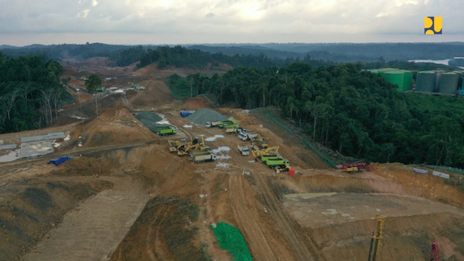 Pembangunan jalan lingkar sepaku yang menjadi konektivitas menuju IKN.