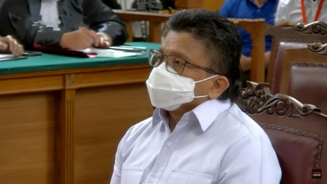 Ferdy Sambo saat mendengarkan tuntutan penjara seumur hidup