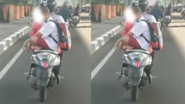 Viral bocah di Makassar dibonceng duduk bersila
