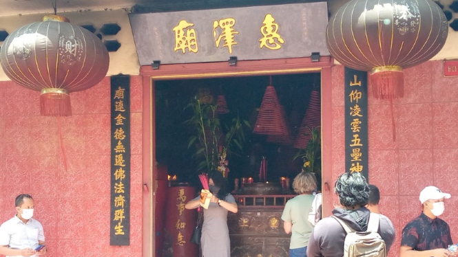 Suasana Imlek di Vihara Dharma Bhakti di Kawasan Petak Sembilan, Glodok, Jakarta Barat.