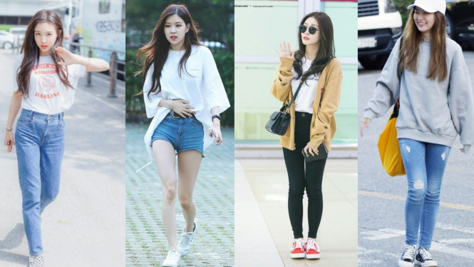 Gaya kasual idol K-pop.