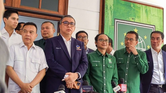 Waketum Nasdem Ahmad Ali saat datangi Sekber Gerindra-PKB.