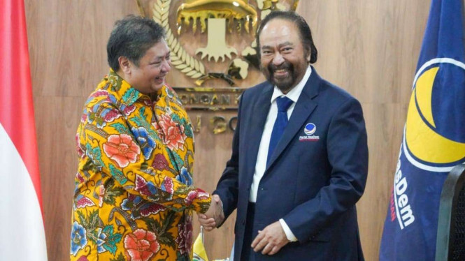 Ketua Umum Golkar Airlangga Hartarto bertemu dengan Ketum Nasdem Surya Paloh di DPP Golkar.