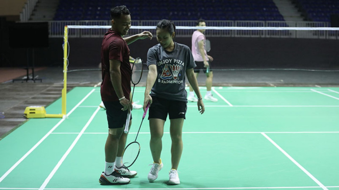 Latihan skuad Indonesia jelang Kejuaraan Bulutangkis Beregu Campuran Asia