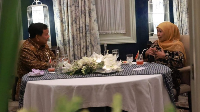 Ketum Gerindra Prabowo Subianto dan Gubernur Jatim Khofifah Indar Parawansa.
