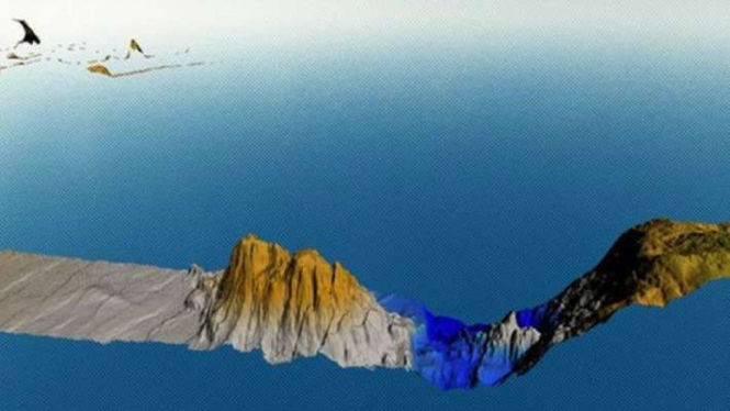 Ilustrasi temuan gunung bawah laut di perairan barat daya Kabupaten Pacitan