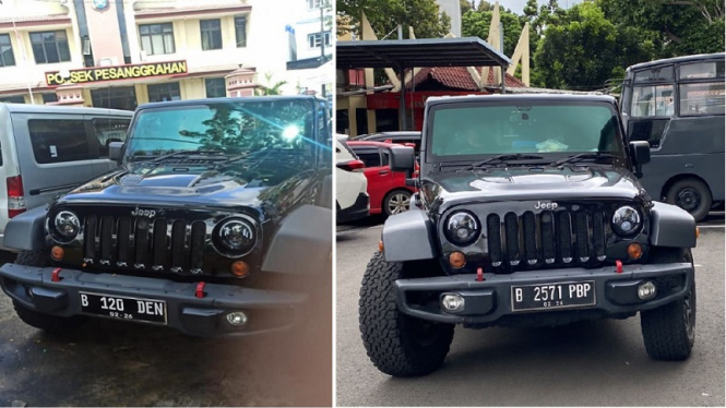 Mobil Jeep Rubicon yang digunakan tersangka Dandy menganiaya anak petinggi Ansor