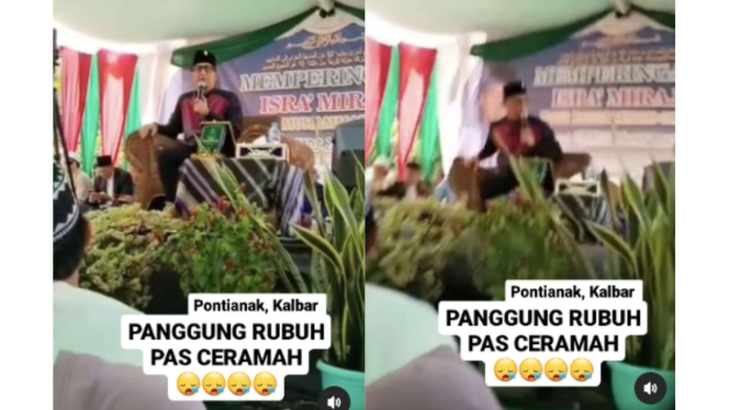 Detik-detik panggung tempat ceramah Ustaz Zacky Mirza roboh