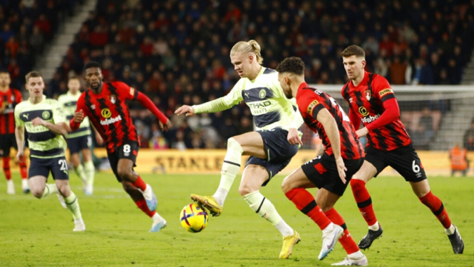 Erling Haaland saat Manchester City melawan Bournemouth