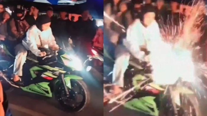 Geber Motor di Kemacetan, Wanita Ini Dilempar Petasan