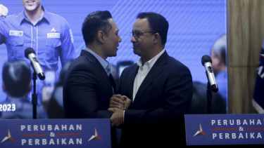 Anies Baswedan dan AHY di DPP Demokrat