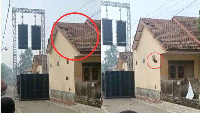 Viral genteng rumah warga rontok gegara suara keras sound system besar