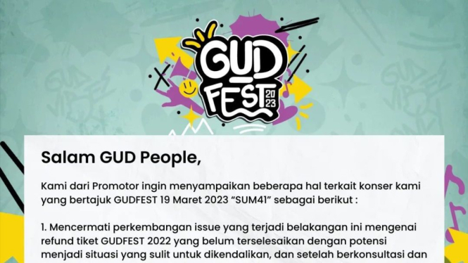 Keterangan resmi pembatalan GUDFEST 2023