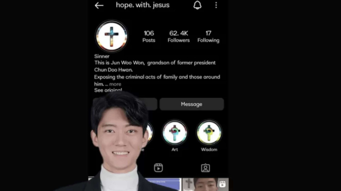 Akun diduga cucu mantan Presiden Korea Chun Doo Hwan yang bongkar aib keluarga
