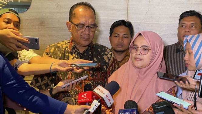 Komisioner Bawaslu Lolly Suhenty usai menghadiri acara Munggahan Pengawasan bertajuk Bincang-bincang Bawaslu dengan Partai Politik peserta Pemilu tahun 2024 di Jakarta, Sabtu, 18 Maret 2023.