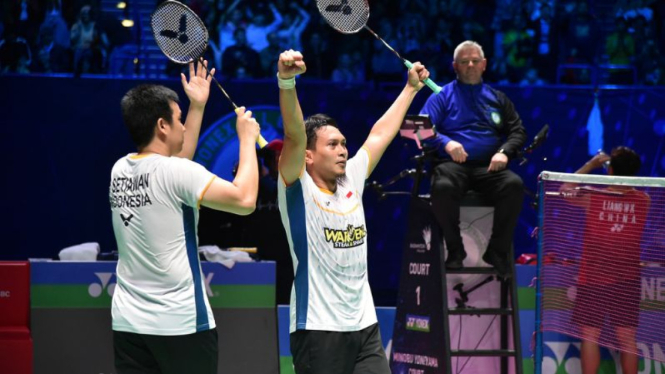 Ganda putra Hendra Setiawan/Mohammad Ahsan lolos ke final All England 2023