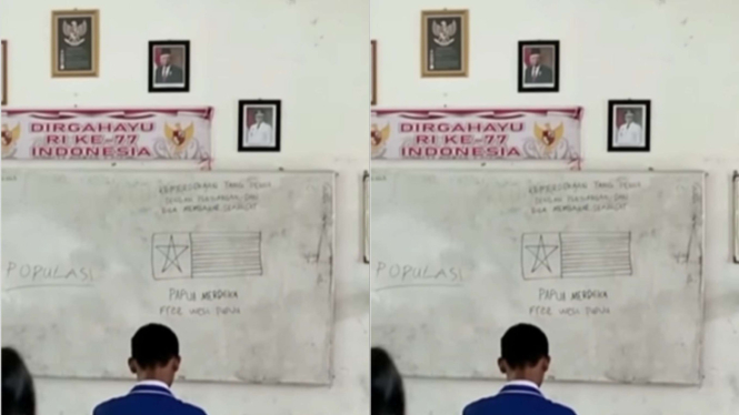 Bendera Bintang Kejora di Kelas