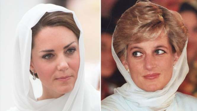 Potret Kate Middleton dan mendiang Putri Diana berkerudung