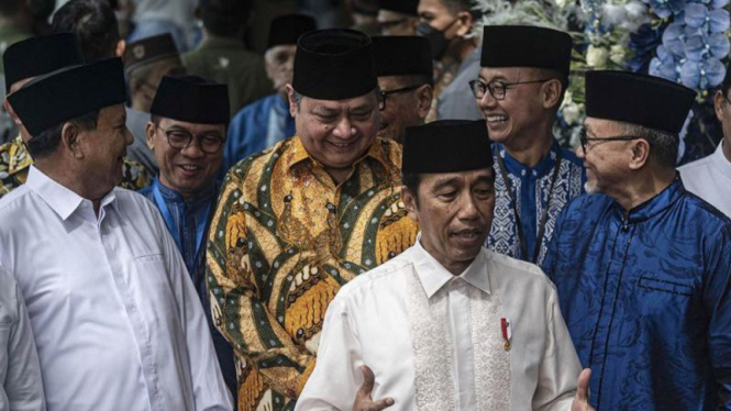 Presiden Jokowi dan lima pimpinan parpol pendukung pemerintah.