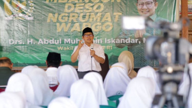 Ketum PKB Muhaimin iskandar alias Cak Imin di Tulungagung, Jawa Timur.