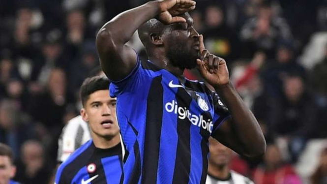 Selebrasi striker Inter Milan Romelu Lukaku