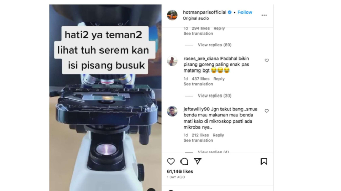 Viral Penampakan Isi Pisang Busuk, Hotma Paris: Aduh Mati Aku