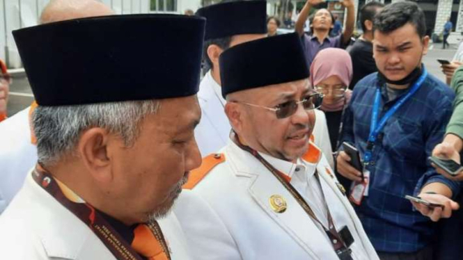 Sekretaris Jenderal Partai Keadilan Sejahtera (PKS) Habib Aboe Bakar Al Habsy saat memberikan keterangan kepada wartawan di Kantor KPU RI, Jakarta, Senin, 8 Mei 2023.