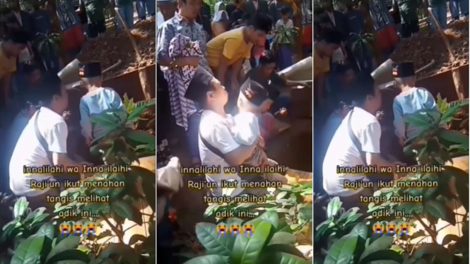 Seorang Anak Kecil Ucapkan Dadah Mamah Saat Mengantar ke Liang Lahat