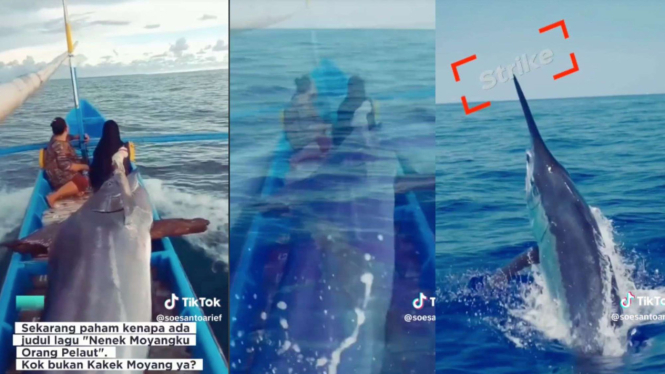 Viral 2 Emak-emak Nangkep Ikan Sebesar Perahu