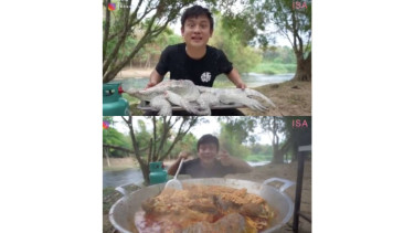 YouTuber Bobon Santoso masak seblak buaya putih