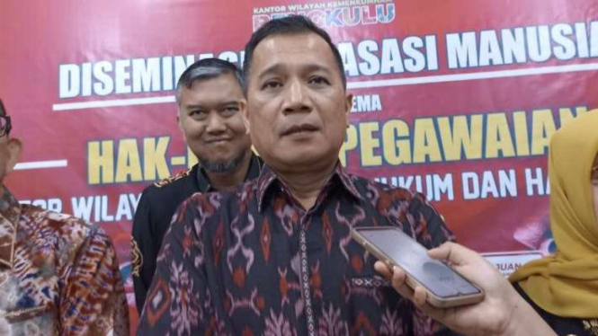 Direktur Jenderal Hak Asasi Manusia (HAM) Kementerian Hukum dan HAM (Kemenkumham) Dhahana Putra di Kota Bengkulu.