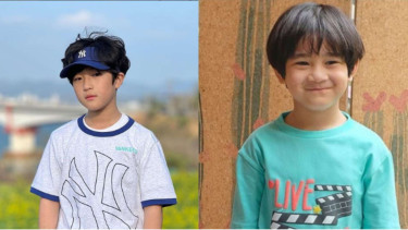 Choi Jiwon (kiri) dan Rafathar (kanan)