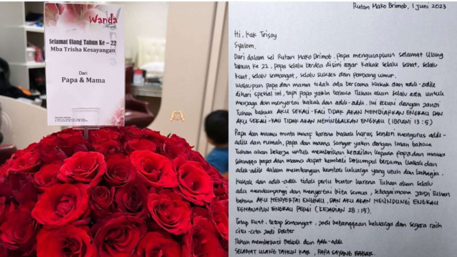 Surat ucapan ulang tahun Ferdy Sambo untuk Trisha Eungelica