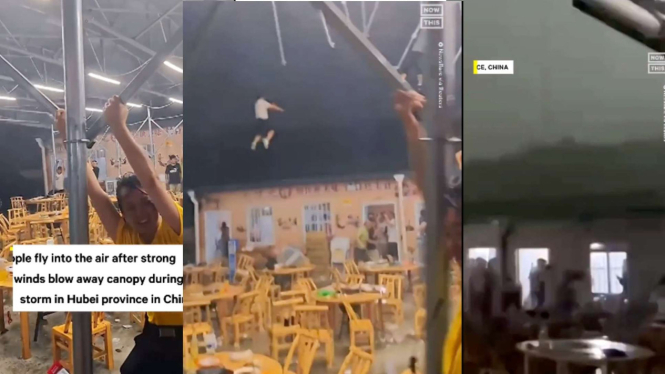 Orang-orang di Rumah Makan Ini Terbang Terbawa Angin Kencang