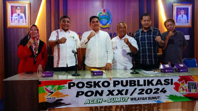 Pengprov PCI Sumut saat menggelar jumpa pers persiapan hadapi PON