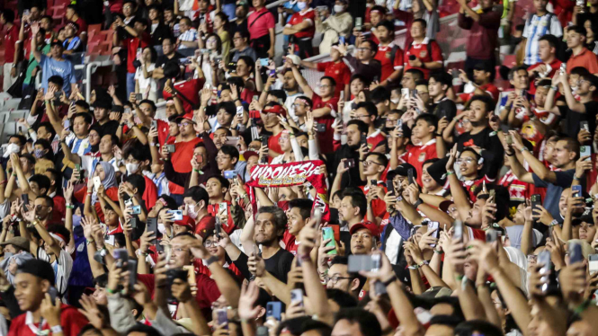 Suporter Timnas Indonesia saat Indonesia vs Argentina