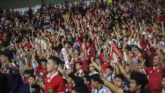 Suporter Timnas Indonesia saat Indonesia vs Argentina