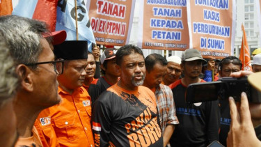 Presiden Partai Buruh, Said Iqbal pimpin aksi demo tolak UU Cipta Kerja.