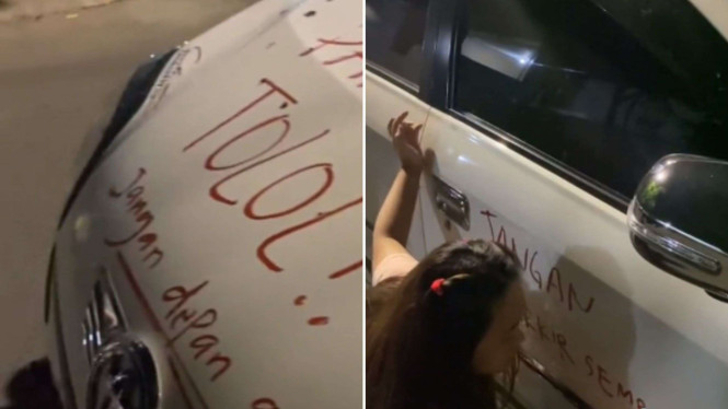 Akibat Parkir Sembarangan, Mobilnya Dicoret-coret Pakai Lipstik