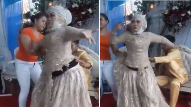 Viral Pengantin Wanita Diduga Kesurupan Saat Resepsi hingga Gaun Nyaris Lepas
