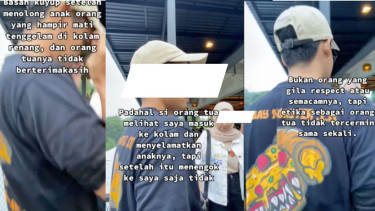 Pemuda Basah Kuyup Nolong Bocah Tenggelam