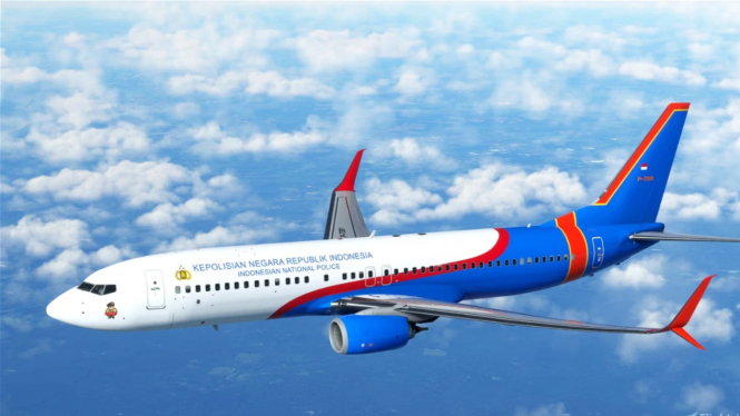 Pesawat baru Polri Boeing 737-800NG, register P-7301