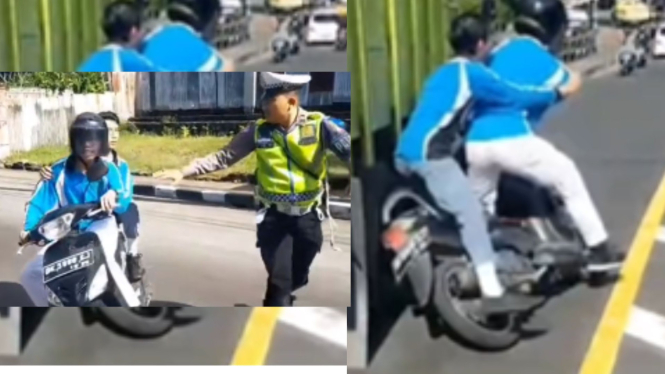 Dua Pelajar Hampir Tergilas Truk saat Hindari Razia Polisi