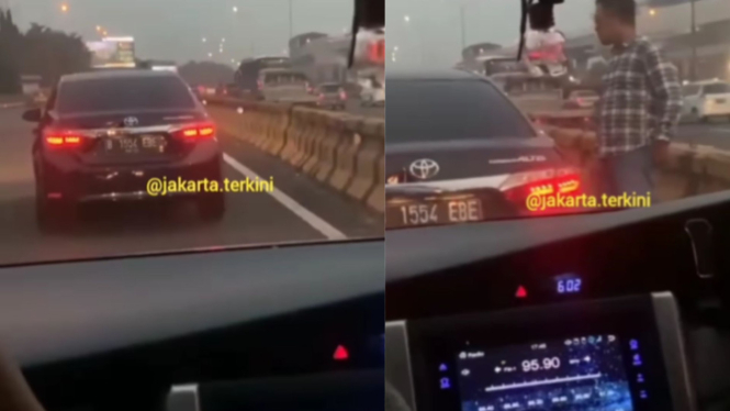 Tidak Terima Disalip, Pengemudi Corolla Altis Tabrak Innova di Tol Cibubur