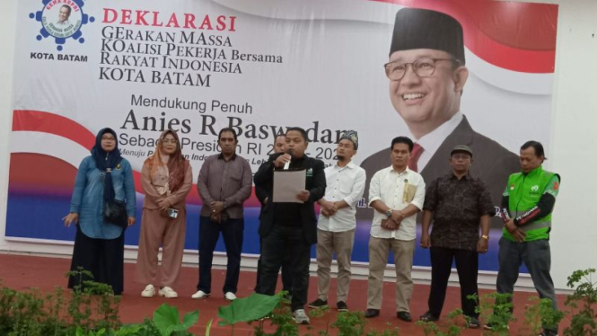 Buruh di Batam deklarasi dukung Anies Baswedan maju jadi capres 2024.
