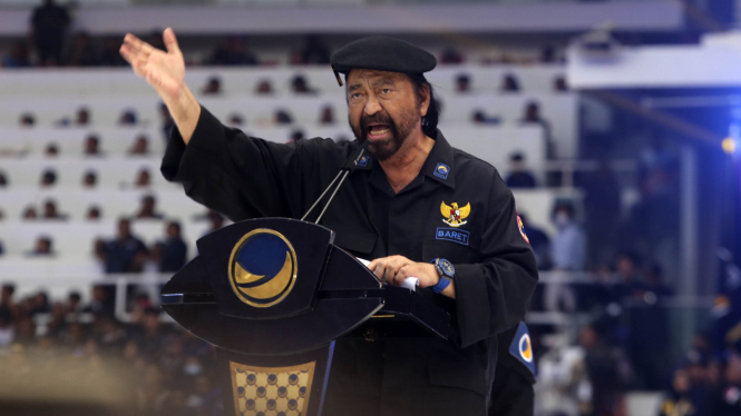 Ketua Umum Nasdem Surya Paloh saat Acara Apel Siaga Perubahan Partai NasDem