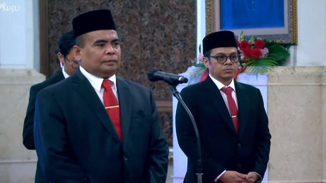 Wamenkominfo Nezar Patria (kanan) dan Wamendes Paiman Raharjo (kanan)