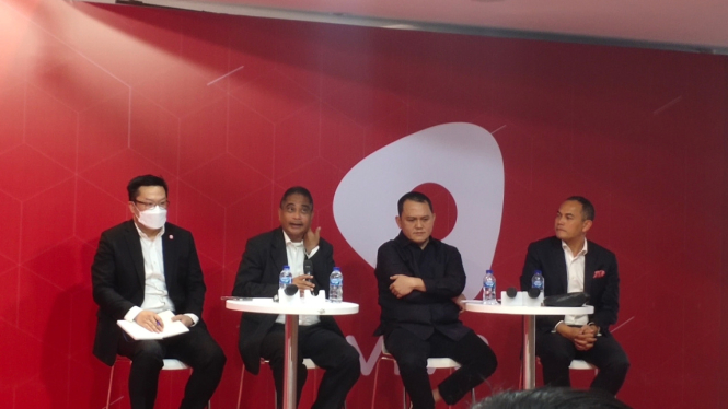 Konferensi pers jajaran direksi PT Visi Media Asia Tbk (VIVA) atau VIVA Group usai RUPST.