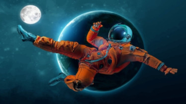 Ilustrasi sepak bola di Bulan.