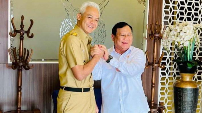 Ganjar Pranowo dan Prabowo Subianto di Adi Soemarmo, Karanganyar Jateng